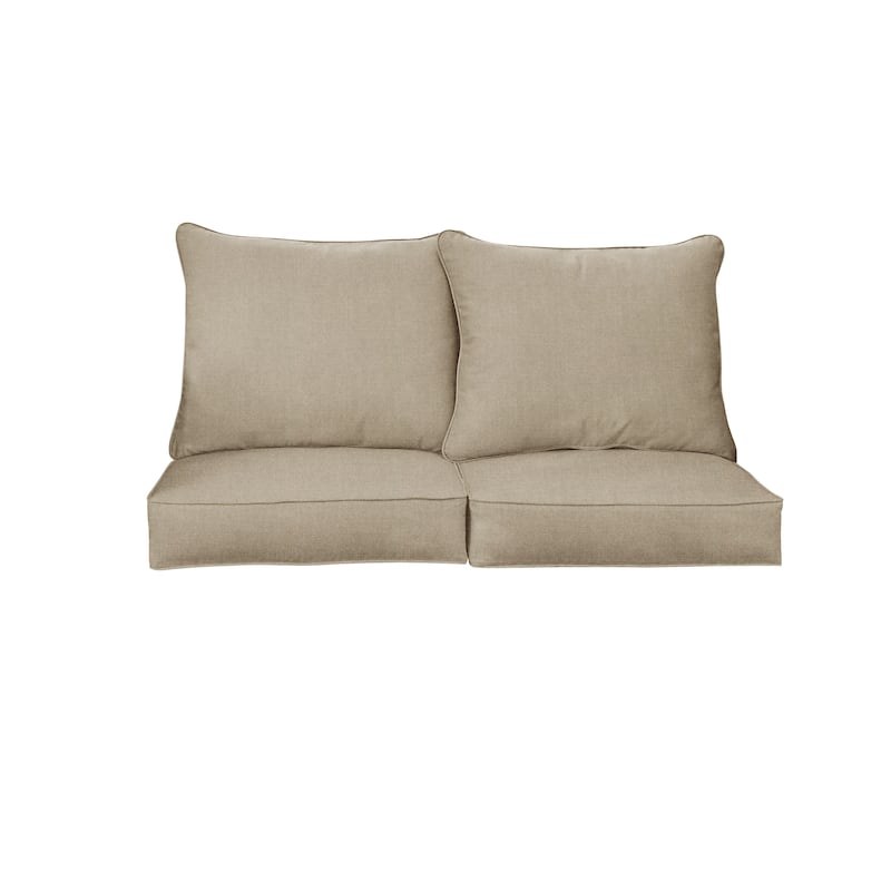 Sorra Home Sunbrella Outdoor Loveseat Pillow and Cushion Set - 23 in W x 27 in D x 5 in H - Canvas Taupe All