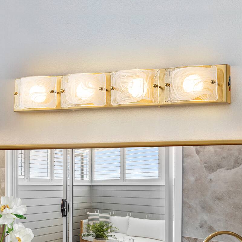 3-Light Modern Glass Bathroom Vanity Light with Handcrafted Curved Cloud Glass