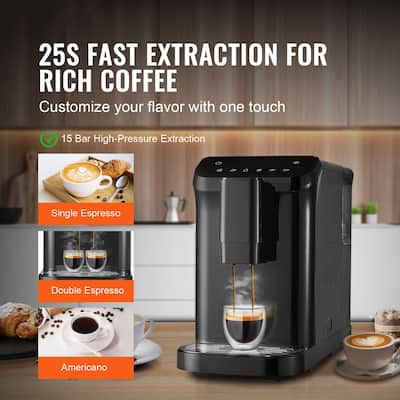15-Bar Espresso Machine with Built-in Grinder and Auto Cleaning Features - 17.3” x 7.4” x 12.5”