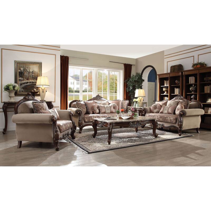 Leith Beige and Walnut Sofa with Queen Leg