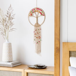 Artistic Weavers Audrea Macrame and Beads Round Tree Wall Hanging - 26"H x 11"W