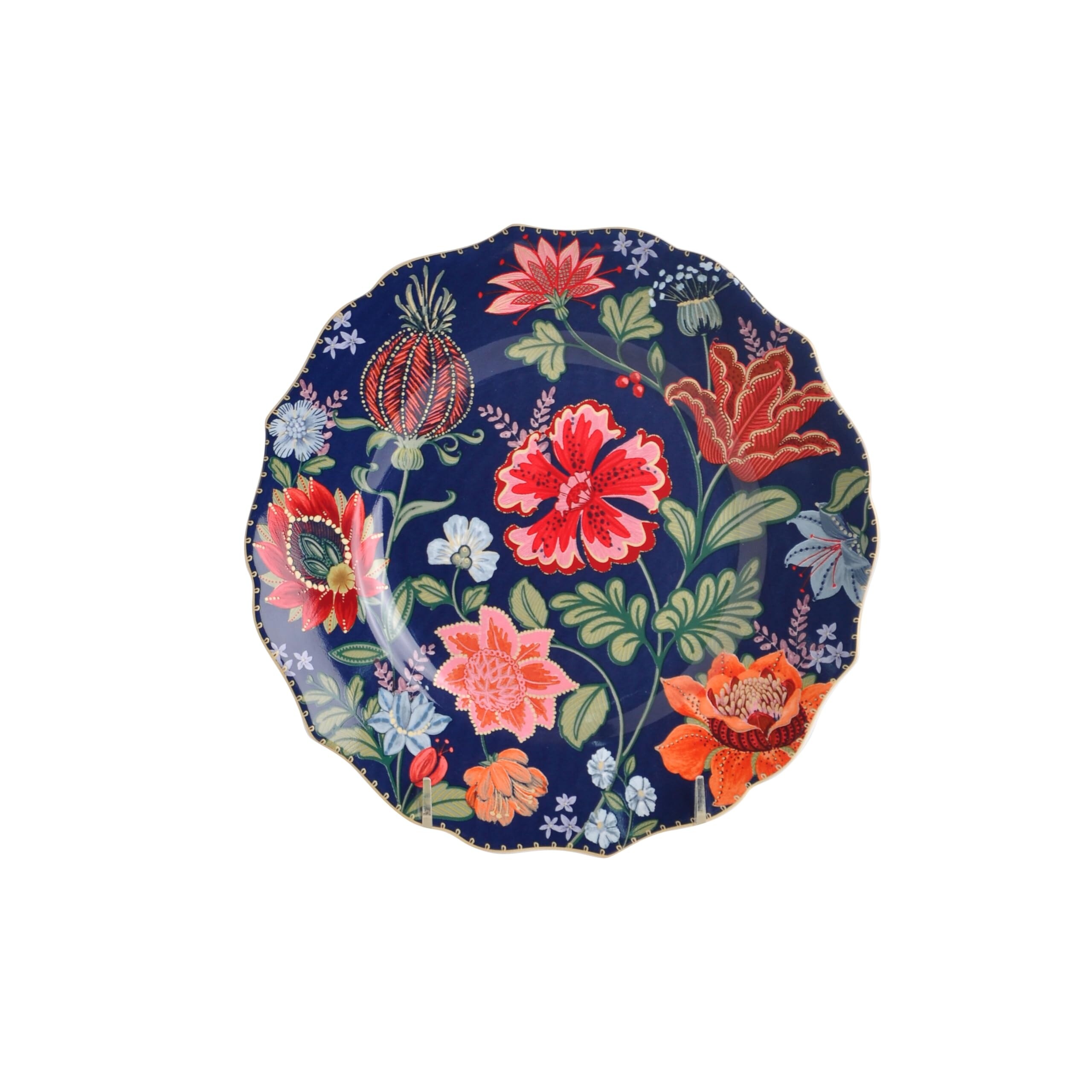 222 Fifth Chintz 12-Piece Blue Porcelain Dinnerware Set - Service