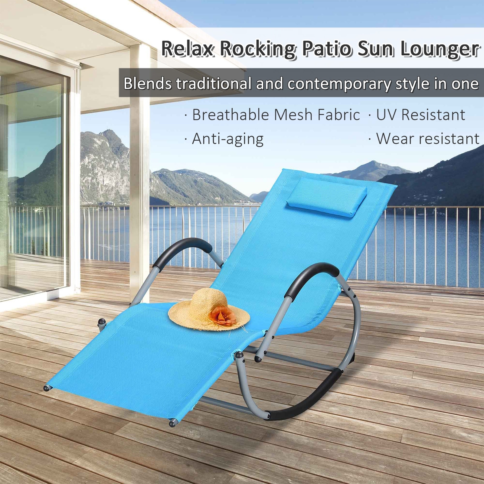 Outsunny rocking hotsell patio lounge chair