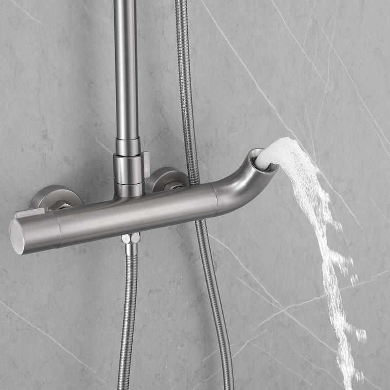 51"H Outdoor 9 Inch Round Rain Shower Set with Handheld Shower (Adjustable Slider)