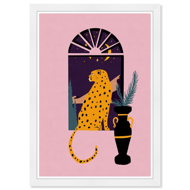 Wynwood Studio Prints Animals Waiting By The Window Yellow and Dark Yellow Bohemian & Eclectic Wall Art Canvas Print