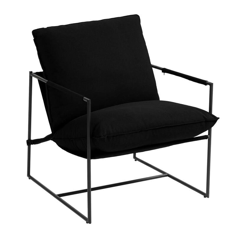 Modern Metal Frame Upholstered Sling Accent Armchair