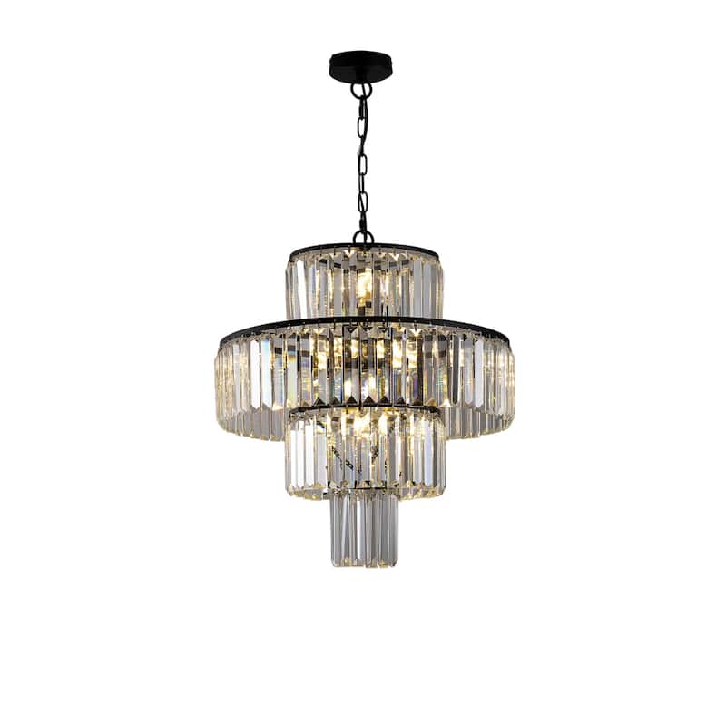 Luxury 19.7 Inch Crystal Chandelier Lights in Black Adjustable Height