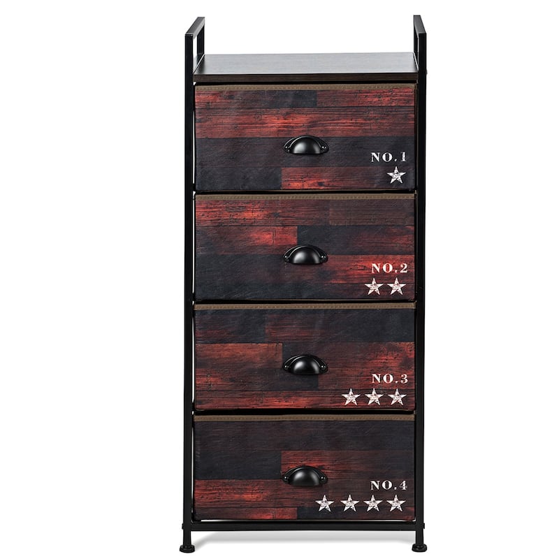Costway 4 Drawer Fabric Dresser Storage Tower Nightstand Sturdy Steel
