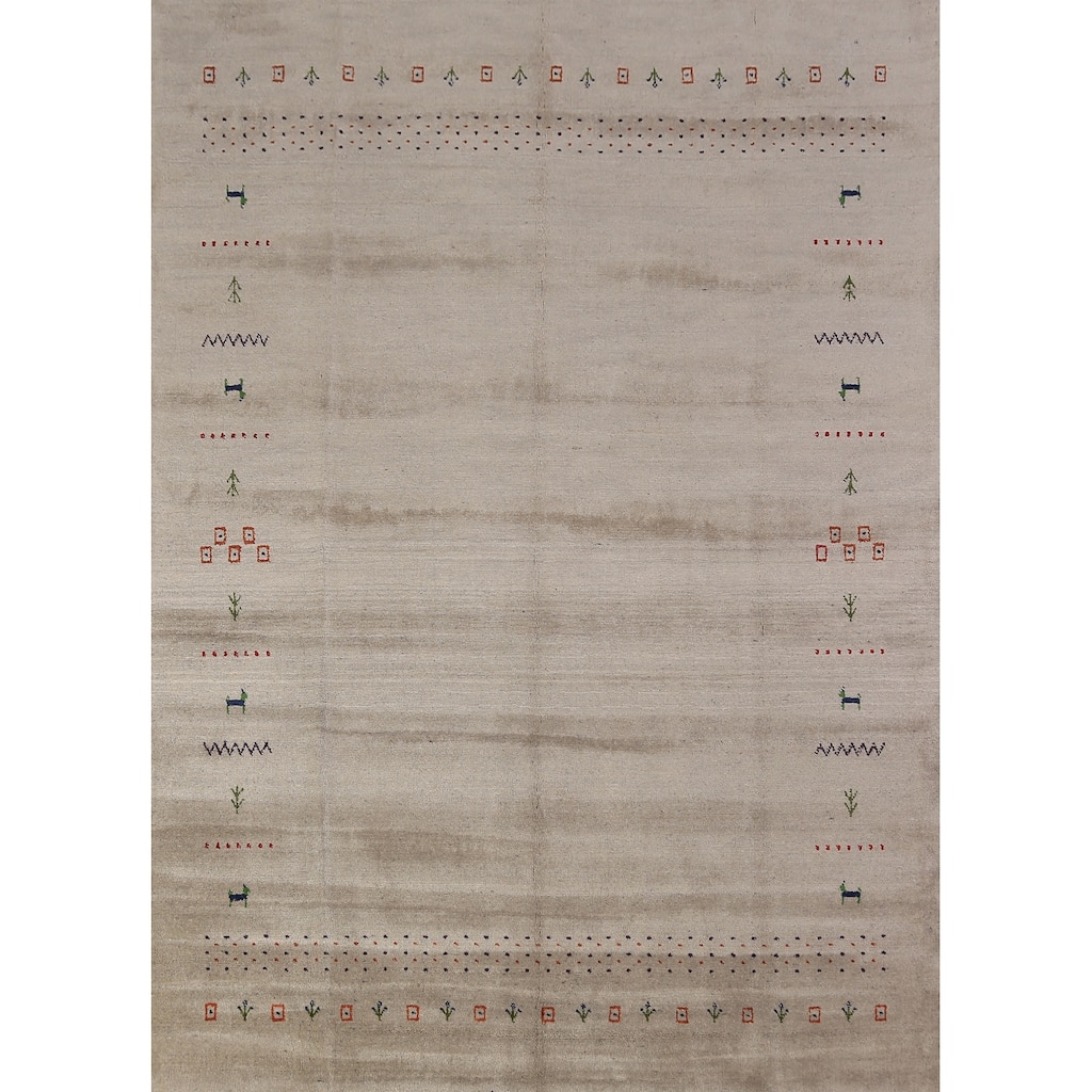 Tribal Gabbeh Oriental Area Rug Hand-Knotted Wool Carpet - 5'9" x 7'9"