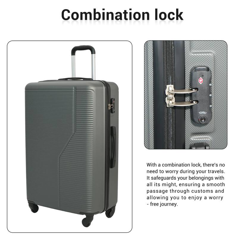 3-Piece Luggage Set ABS Lightweight & Durable Suitcase with Spinner Wheels, TSA Lock, (20/24/28)