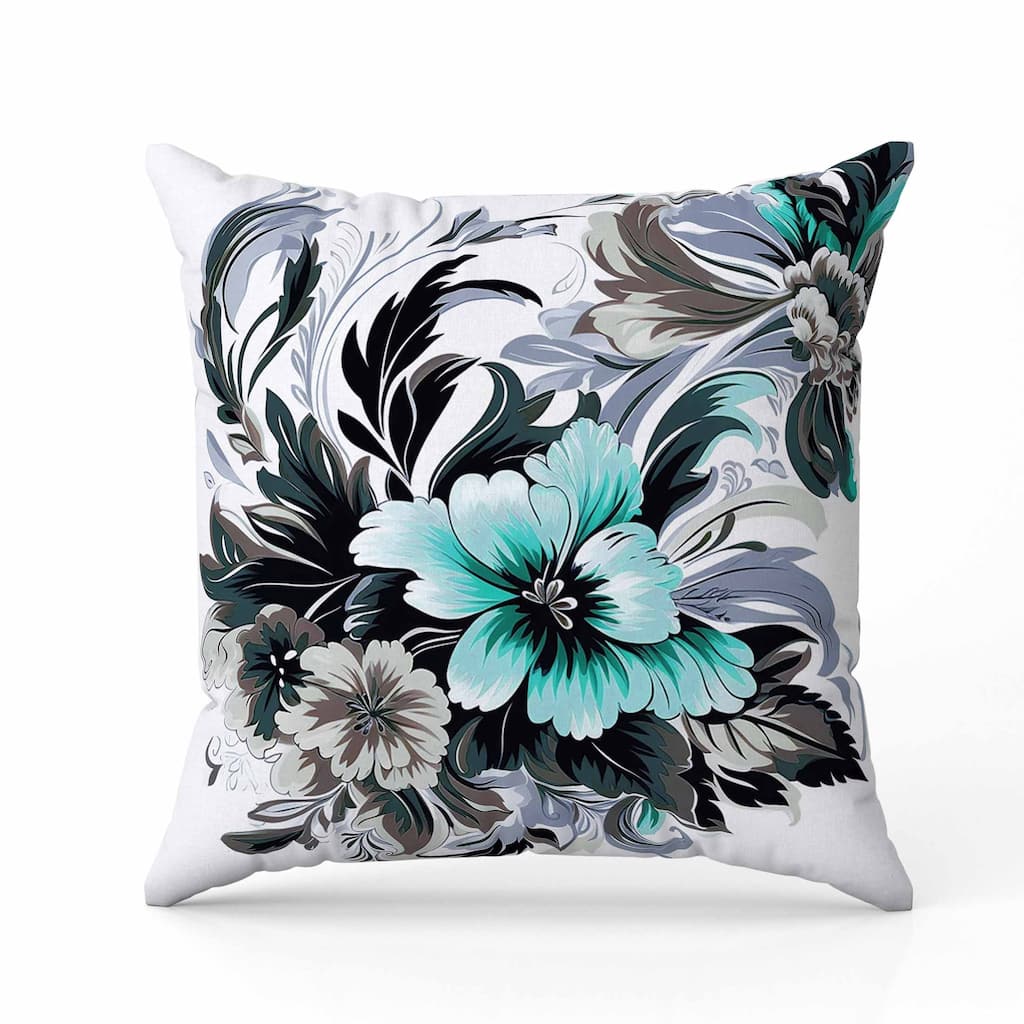 Botanic Bliss Faux Suede Reversible Throw Pillow Black and Green