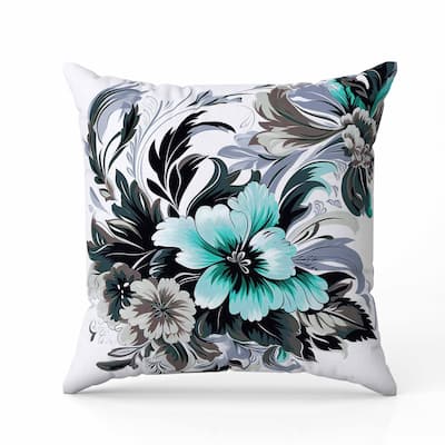 Botanic Bliss Indoor/Outdoor Reversible Throw Pillow Black and Green