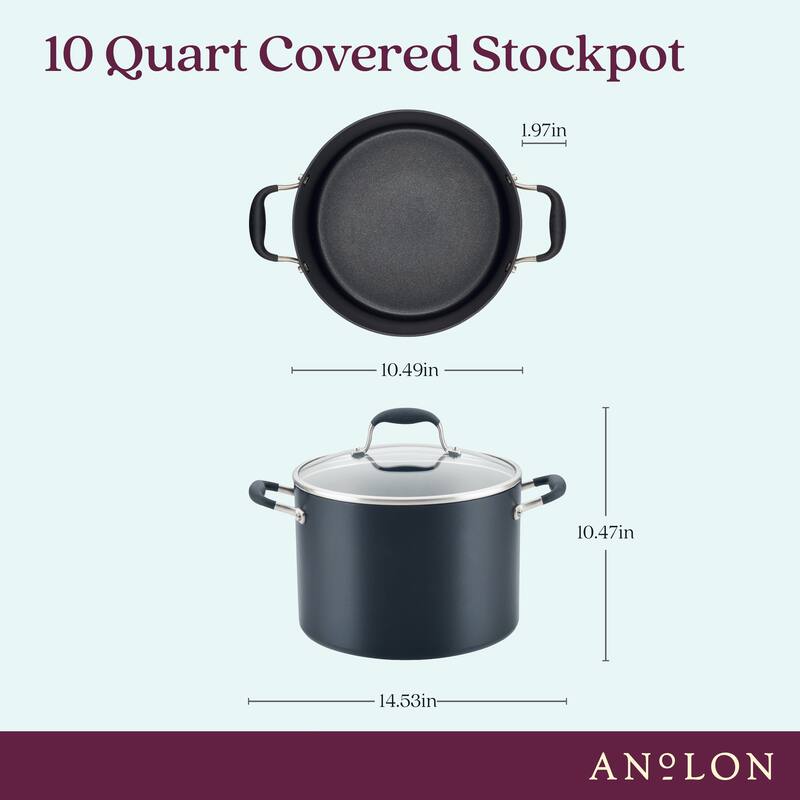 Anolon Advanced Home Hard-Anodized 10-Quart Nonstick Stockpot, Moonstone