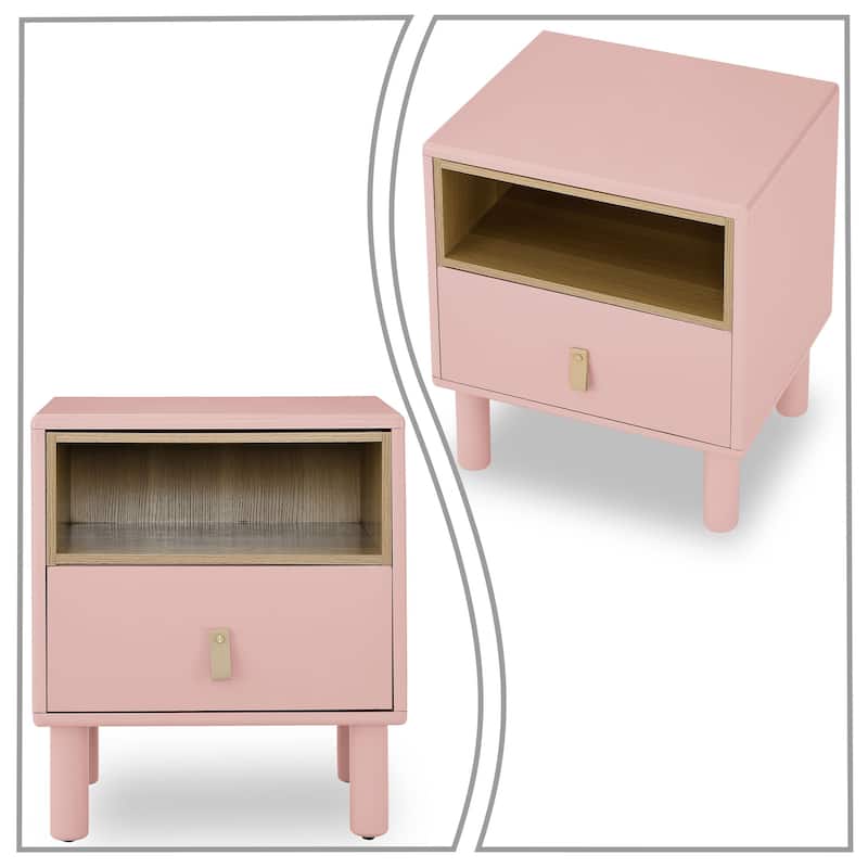 Modern Stylish Freestanding Nightstand with Leather Handle