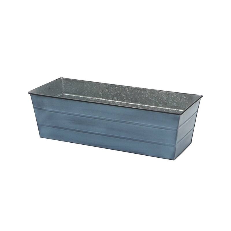 Achla Designs Medium Galvanized Steel Flower Box Planter, 24 Inch Wide - Blue