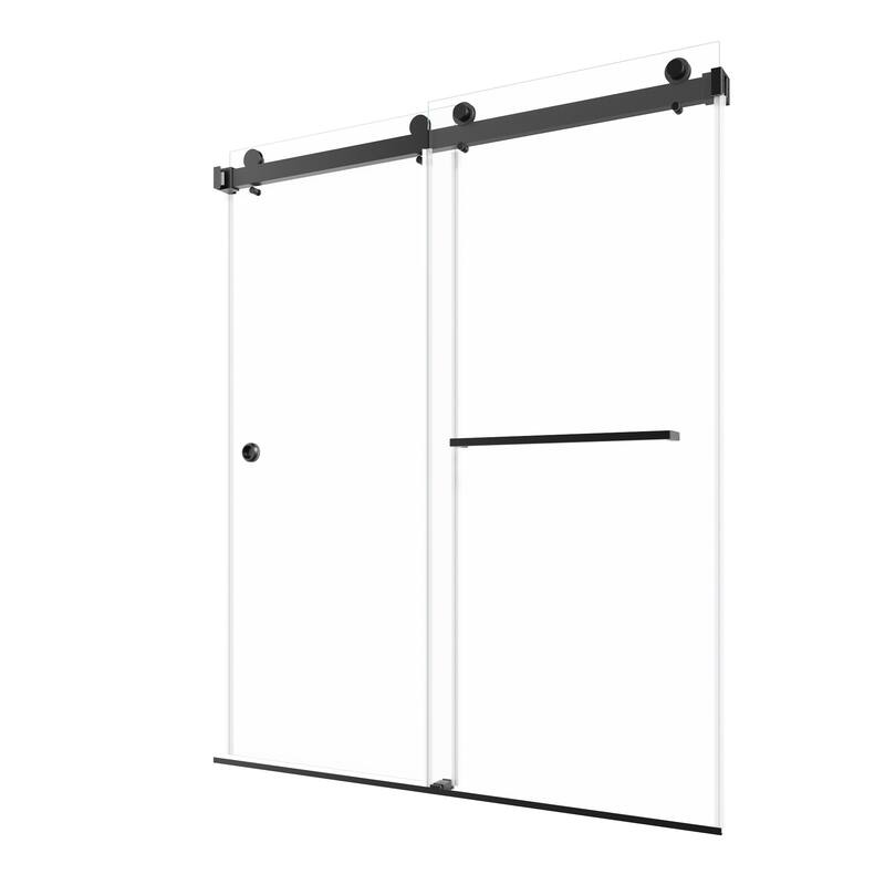 59 in. W x 72 in. H Sliding Frameless Shower Door with Tempered Glass - 59" x 72"