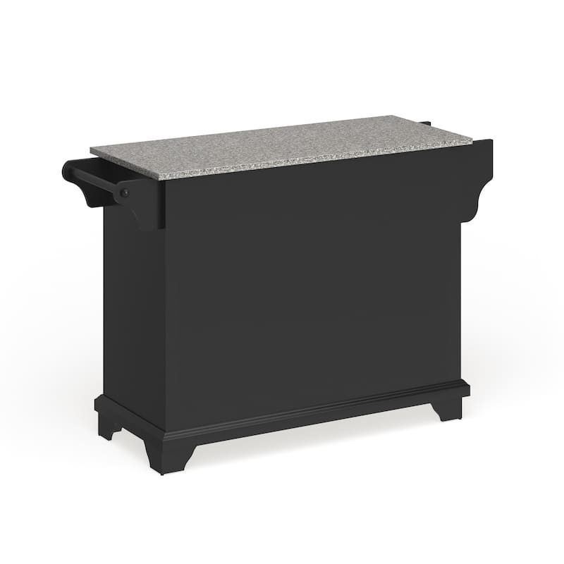 Crosley Lafayette Granite Top Kitchen Island in Black Finish - 18"d x 51.5"w x 36"h