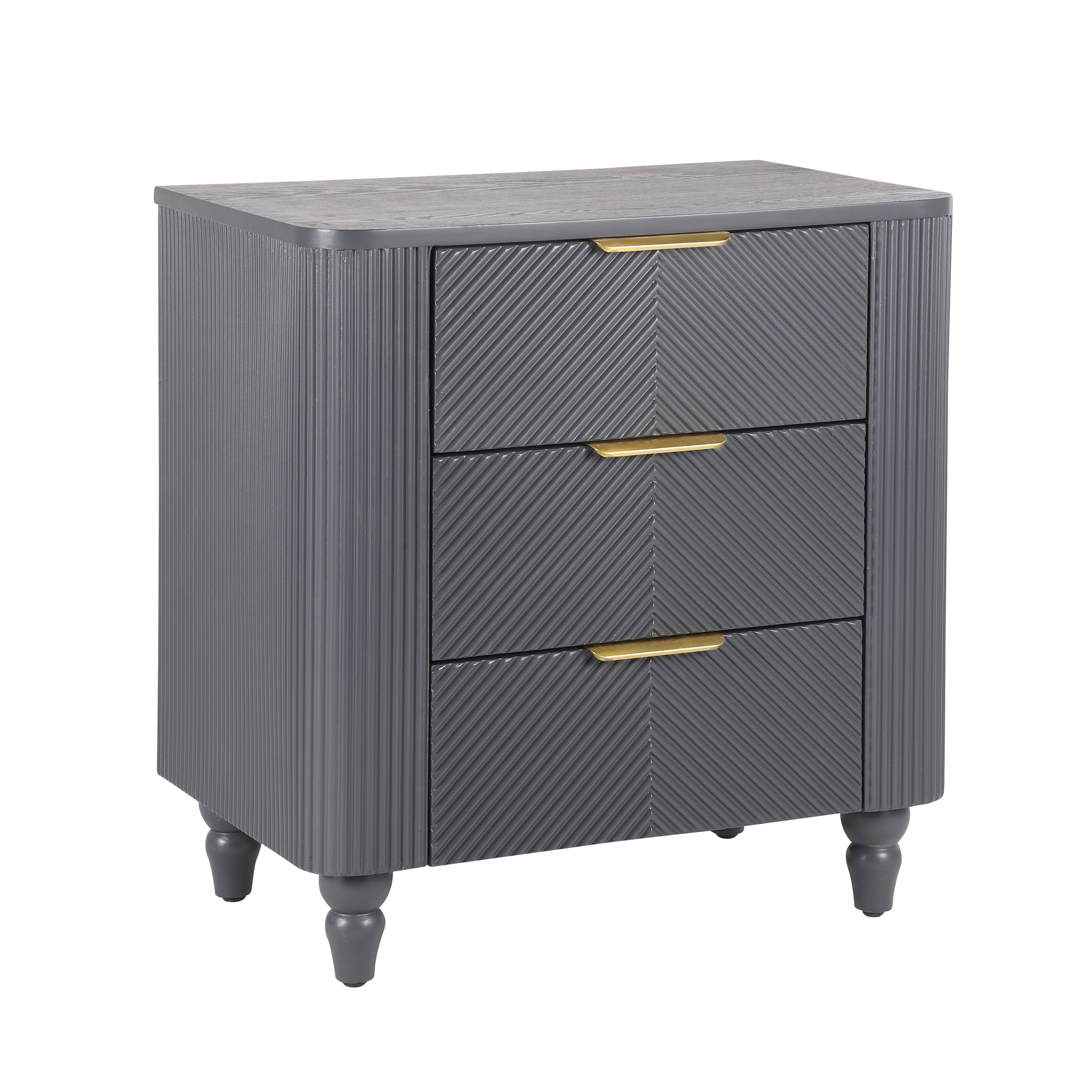 Dark Gray Bedside Table End Table Side Table with 3 Drawers, Storage Cabinet Corner Table Lamp Table