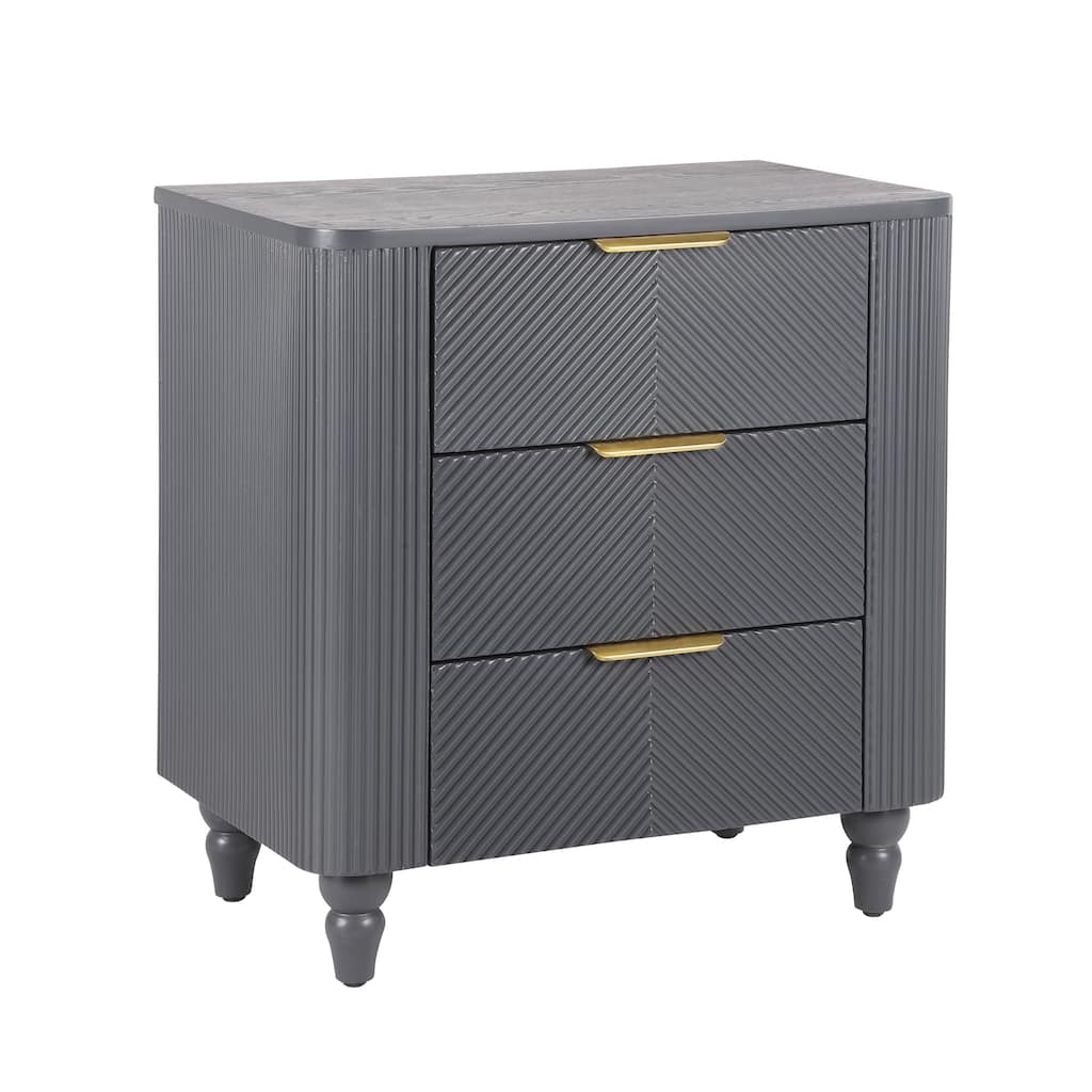 Dark Gray Bedside Table End Table Side Table with 3 Drawers, Storage Cabinet Corner Table Lamp Table