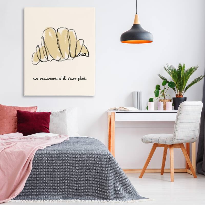 Stupell Modern French Phrase Croissant Canvas Wall Art Design By Lil' Rue