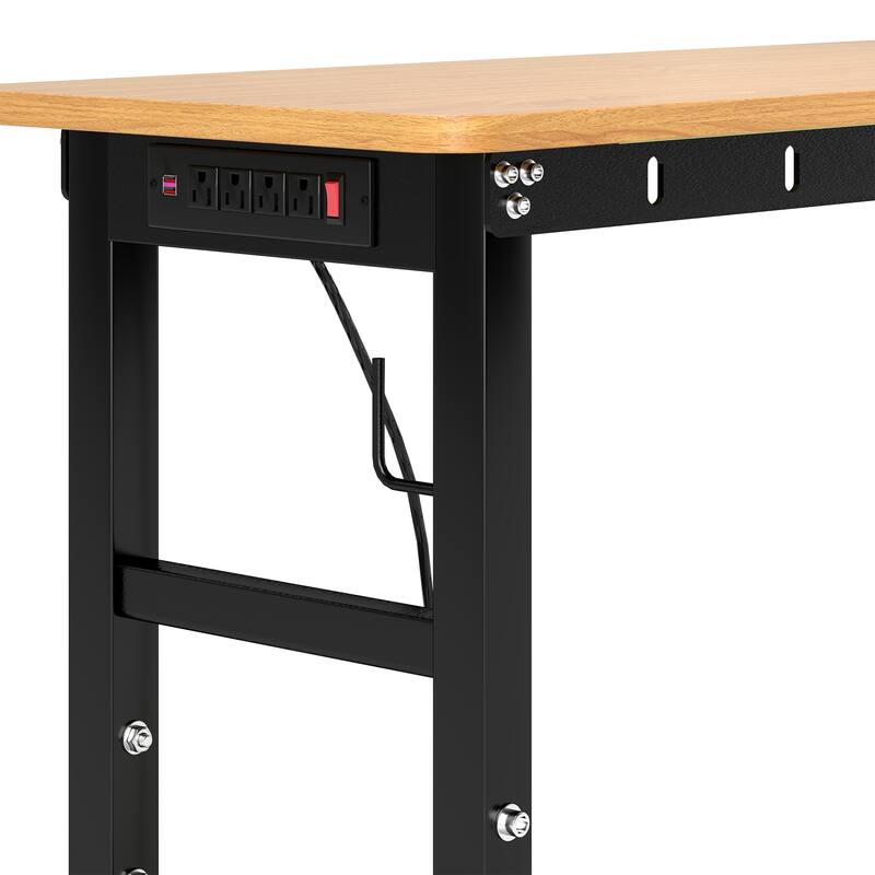 48"/60'' Work Bench for Garage with Pegboard & Power Outlets, 1600 LBS Load Capacity Ideal for Workshop