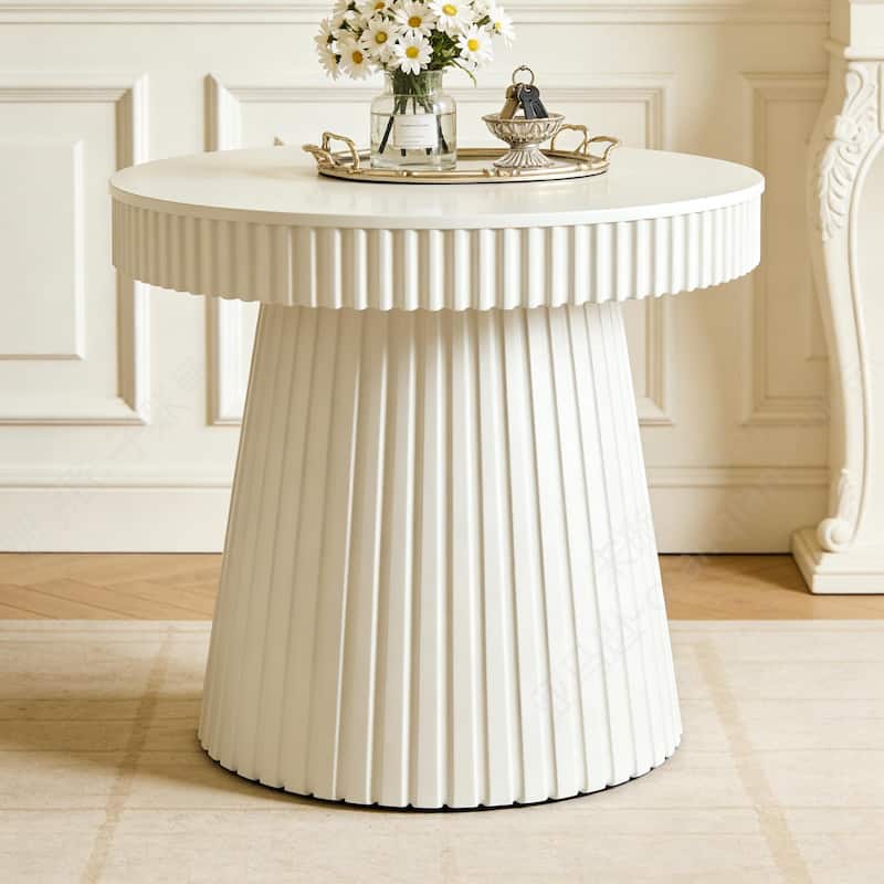 Round Modern End Table, 31.5 Inches Accent Side Table, Small Dining Table, Nightstand & Bedside Table for Living Room, Bedroom