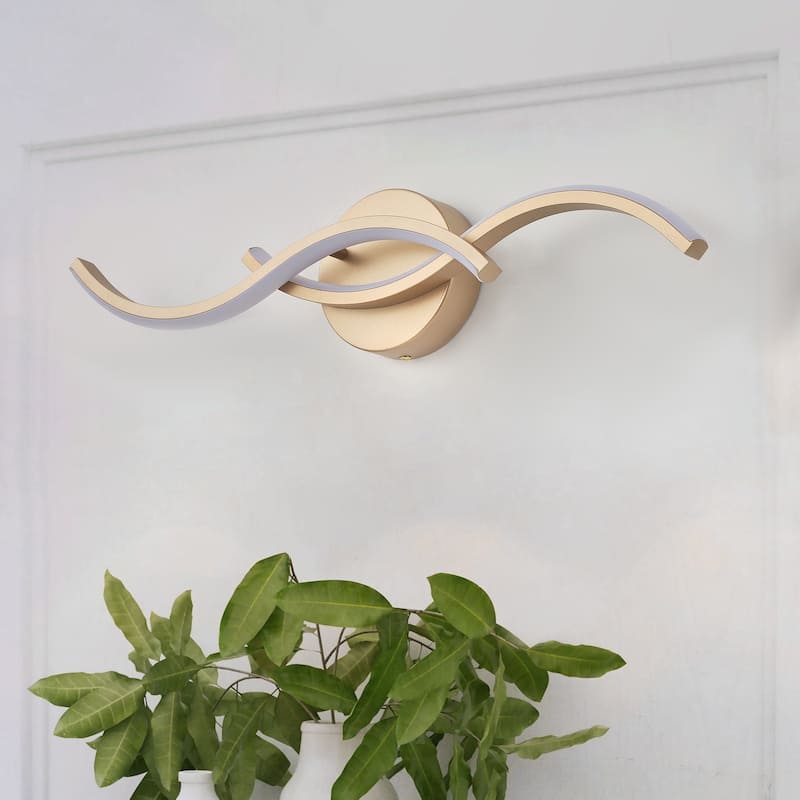 Modern Wave Linear LED Dimmable Vanity Light Fixture with Silicone Strip Shade