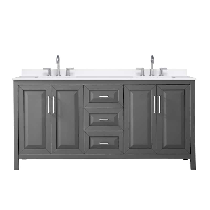 Daria 72-inch Double Vanity, 3 Hole Quartz Top