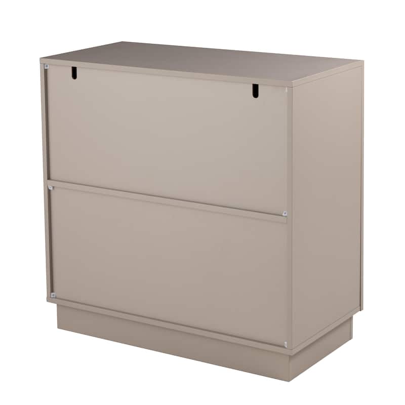 COZAYH Sculptural Modern 2-Door Storage Cabinet, Geometric Rustic Cabinet with Square Pattern, Contemporary Accent Cabinet