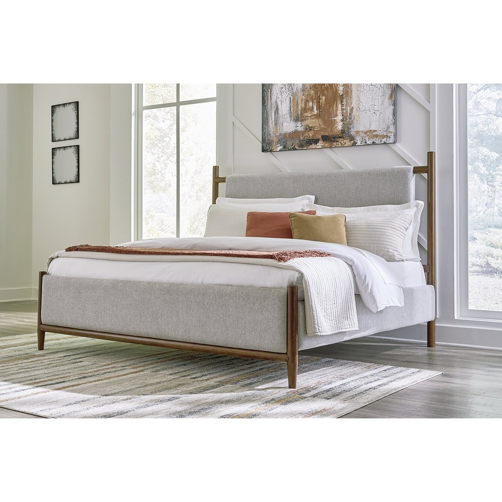 Signature Design by Ashley Lyncott Gray/Brown Upholstered Panel Bed