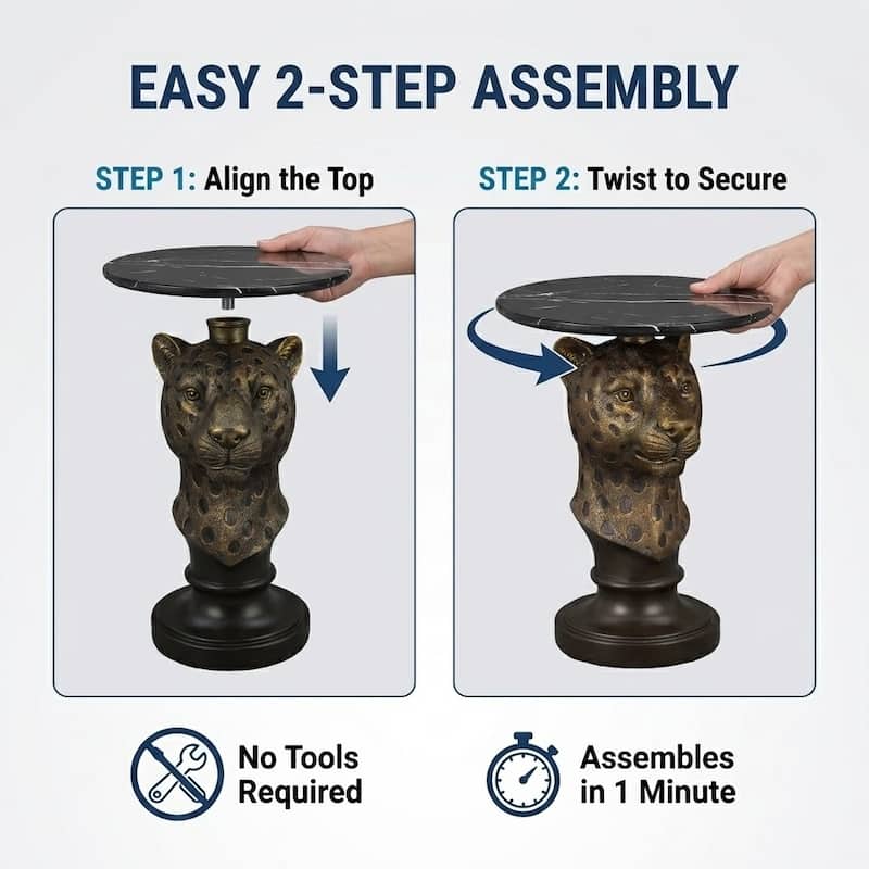 Leopard Head Accent Table Animal Statue End Tables Livingroom