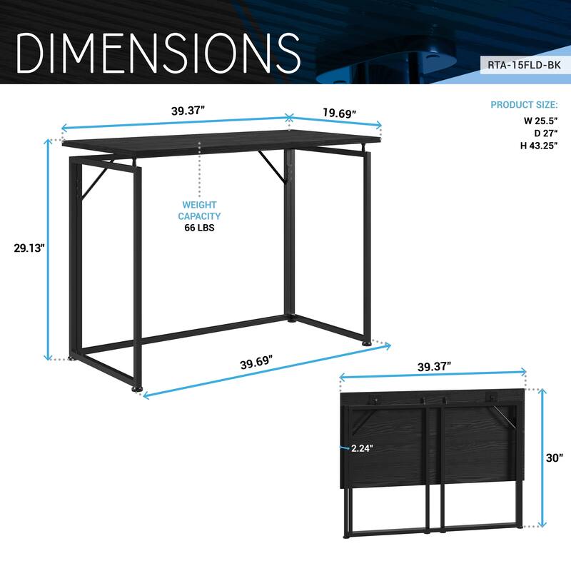 Space-Saving Folding Computer Desk - Convenient, Collapsible Design with Sturdy Steel Legs for Small Rooms