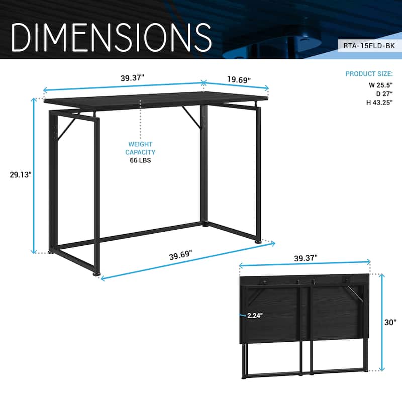 Space Saving Folding Desk - Black