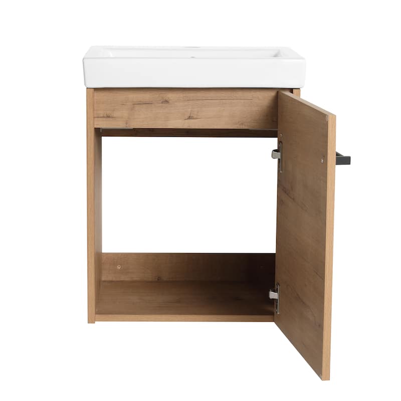 BNK 16/18 Inch Single Sink Bathroom Vanity with Soft Close Door