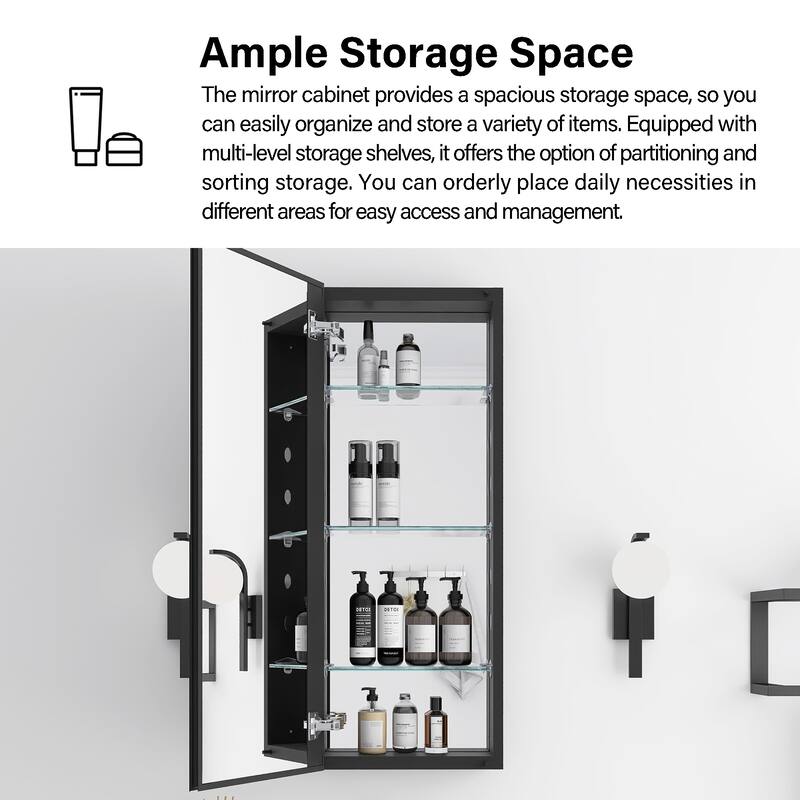 Rectangular Aluminum Medicine Cabinet with Mirror