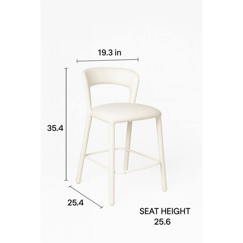Set Of 2 Faux Leather Counter Height Stools Cream White