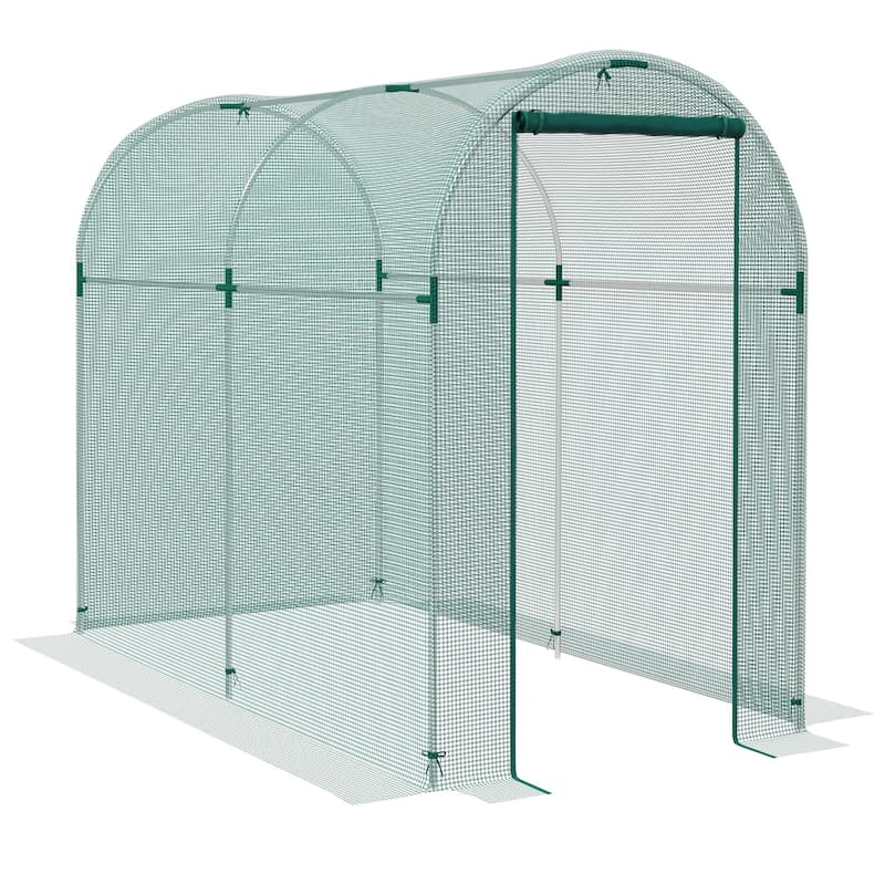 Outsunny 4' x 8' Crop Cage, Plant Protection Tent with Zippered Door and Galvanized Steel Frame, Fruit Cage Netting Cover