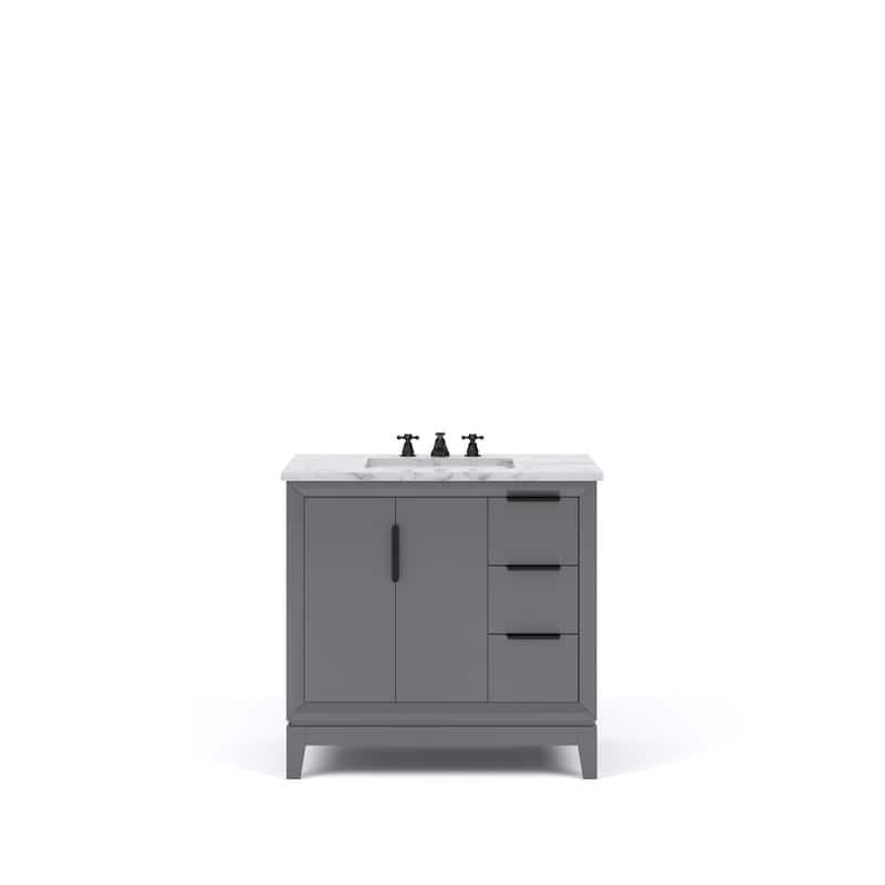 Elizabeth 36" Carrara White Marble Bathroom Vanity With Faucet