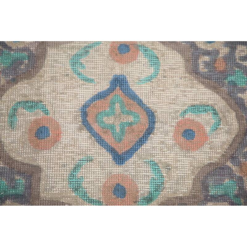 Hand Knotted Oriental 100% Wool Carpet Traditional Medallion Greys & Charcoal Tabriz Area Rug - 9' 6'' X 6' 9''