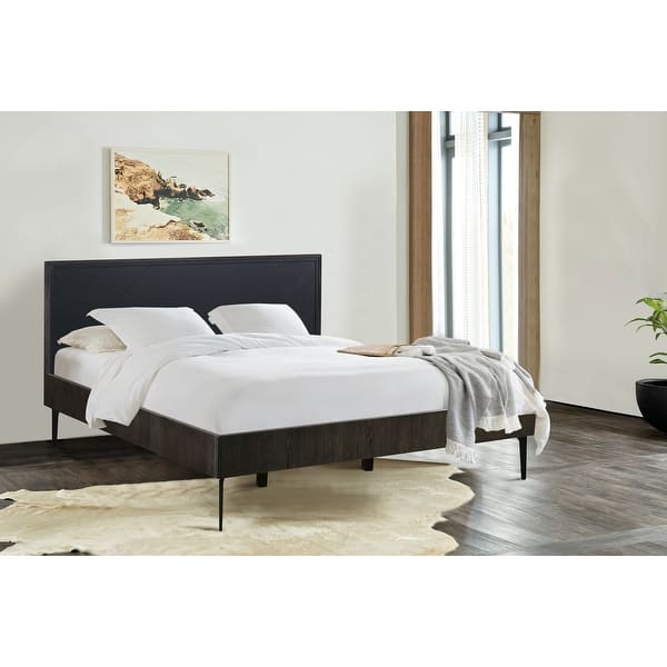 Cross Solid Oak And Metal King Or Queen Platform Bed Frame Overstock 32883299