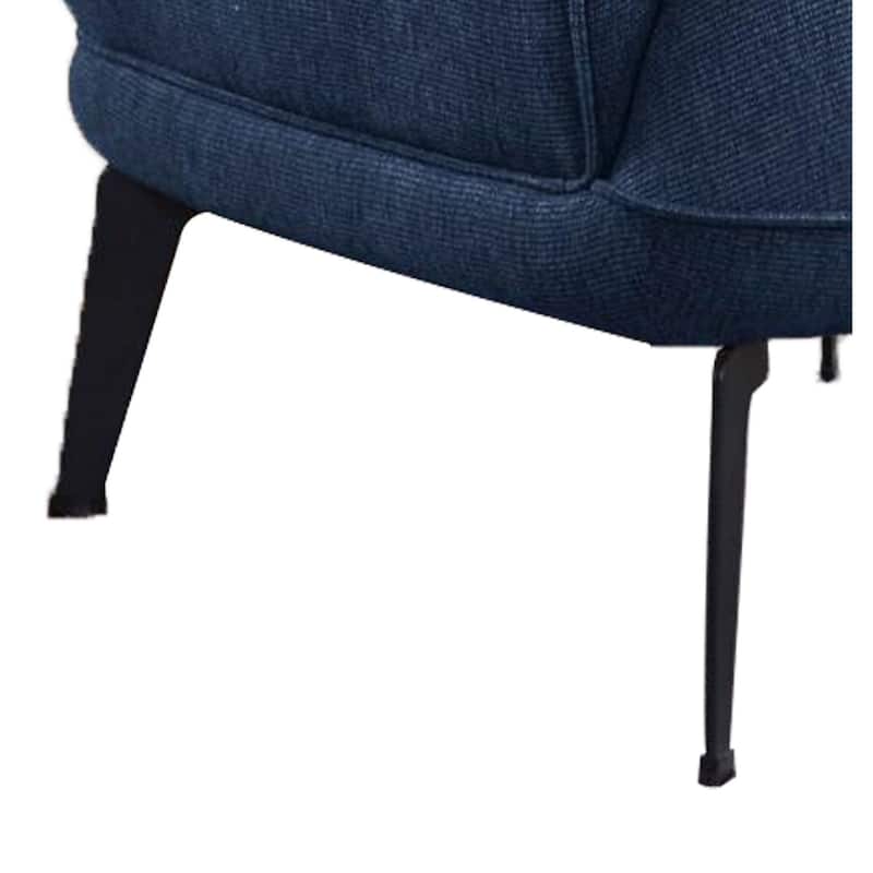 Dup 34 Inch Accent Chair, Cushioned Seat, Rounded Track Arms, Muted Blue