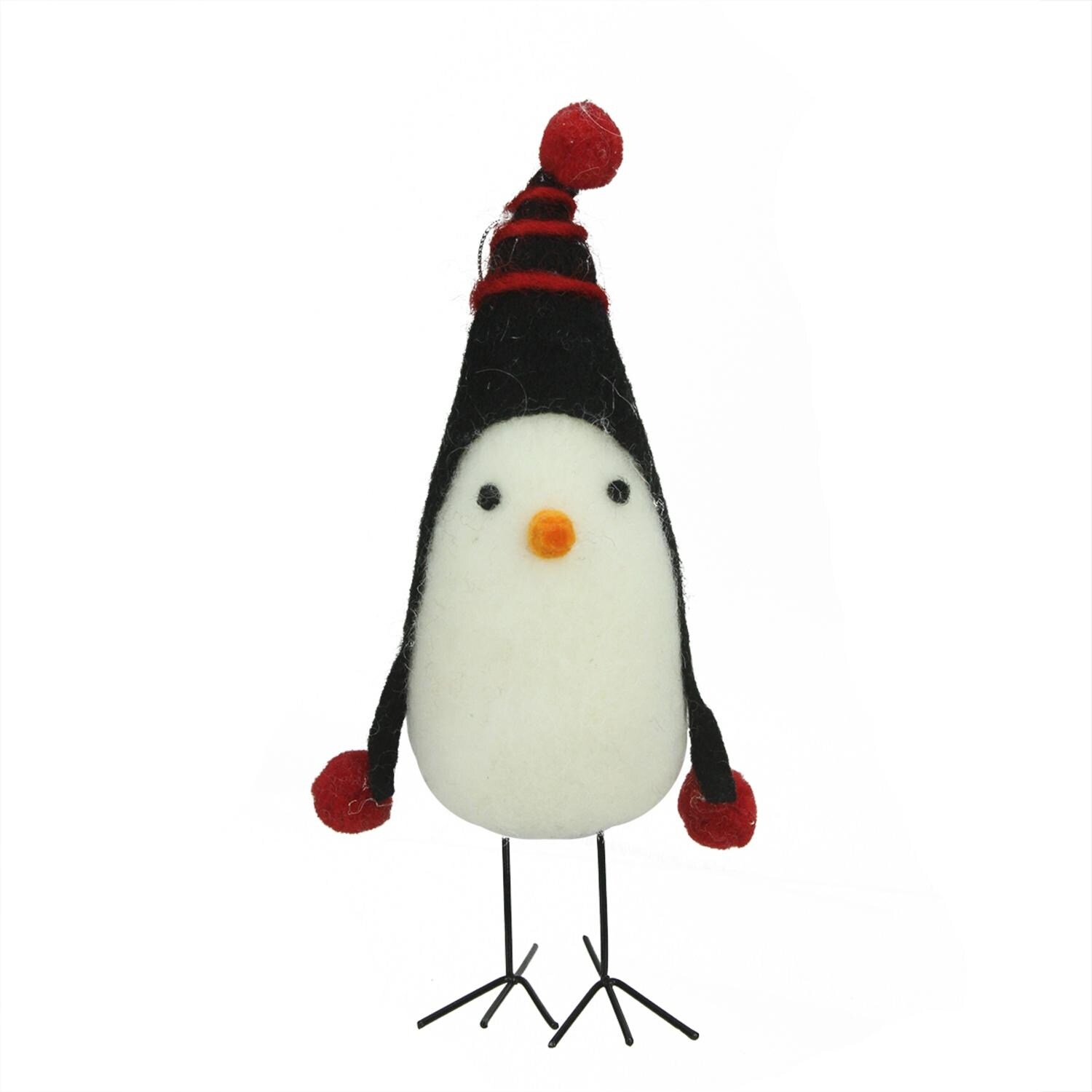 Shop 8 Red And Black Felt Bird With Winter Hat Decorative