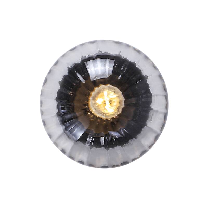 Modern Single Semi Flush Ceiling Light with Metal Base & Ribbed Gray Glass Globe Shade