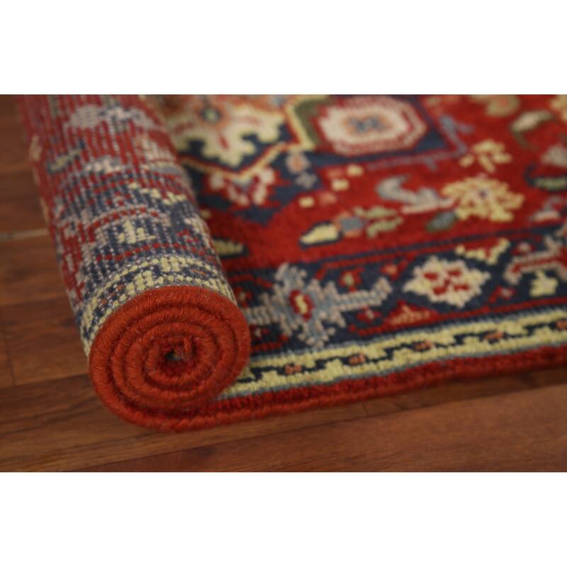 Geometric Heriz Serapi Indian Rug Hand-Knotted Wool Carpet - 2'10"x 5'1"