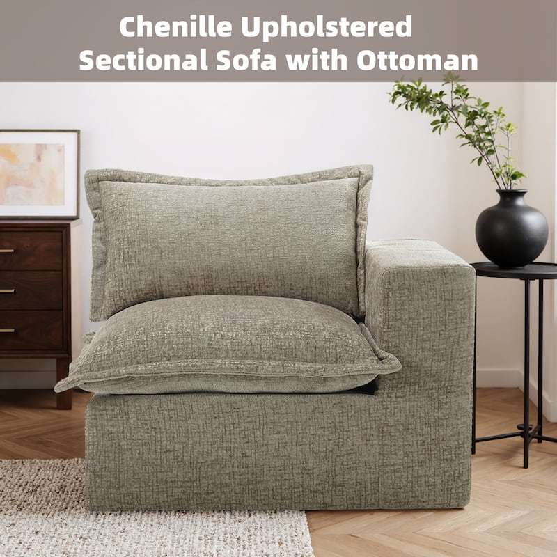 42"W Chenille Upholstered No Assembly Corner Chair