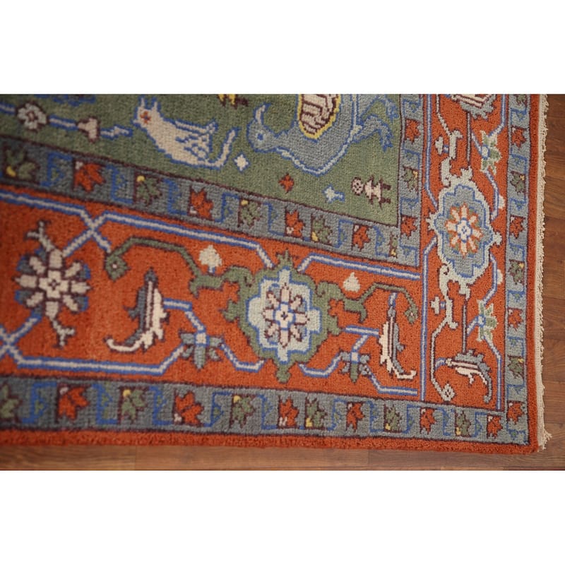 Animal Pictorial Ziegler Area Rug Handmade Oriental Floral Wool Carpet - 7'11"x 9'10"