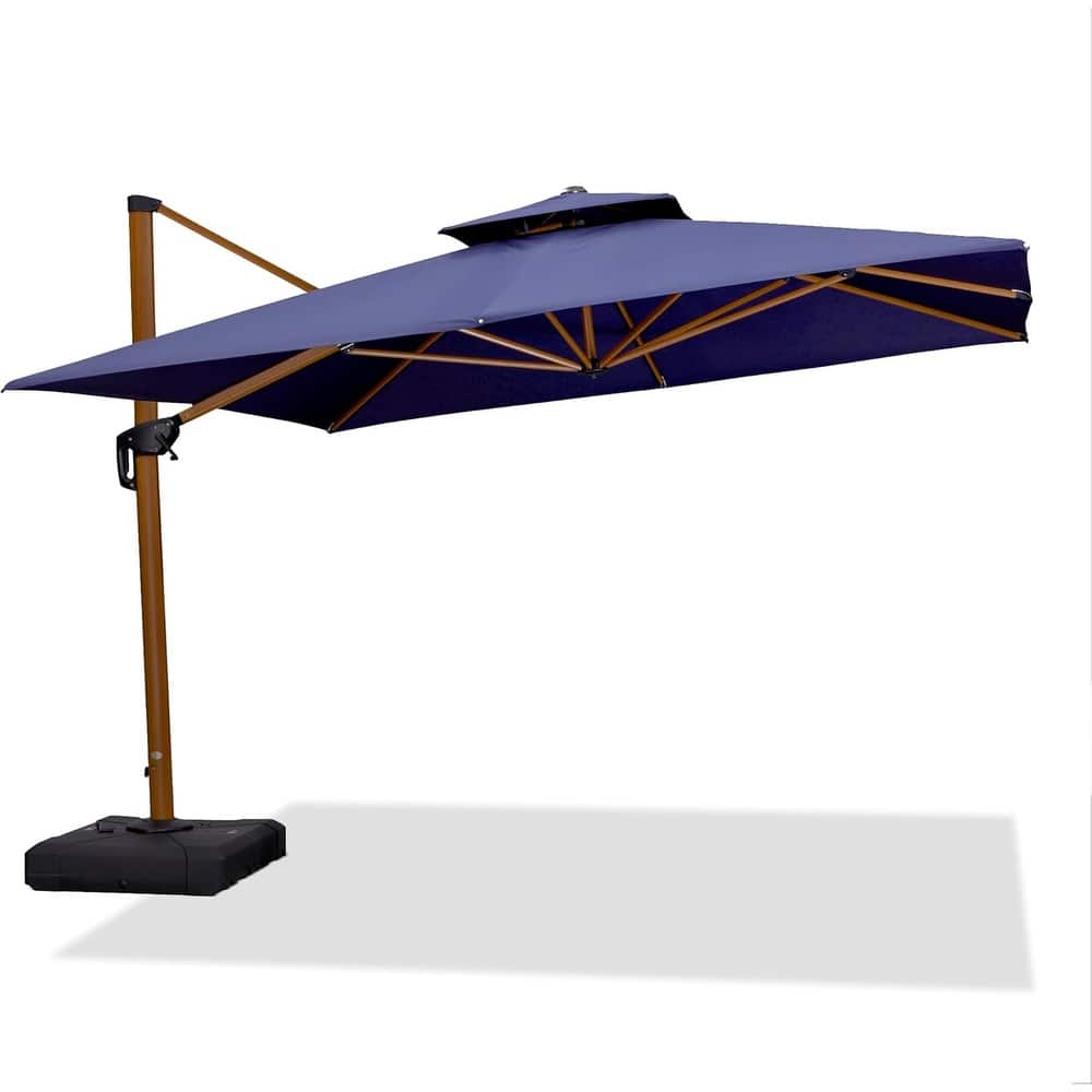 PURPLE LEAF 11ft Square Wood Pattern Patio Cantilever Umbrella