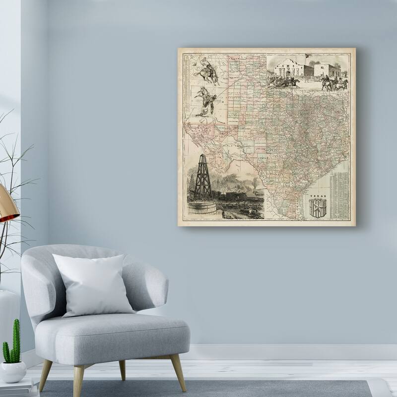 Vision Studio 'Map Of Texas' Canvas Art