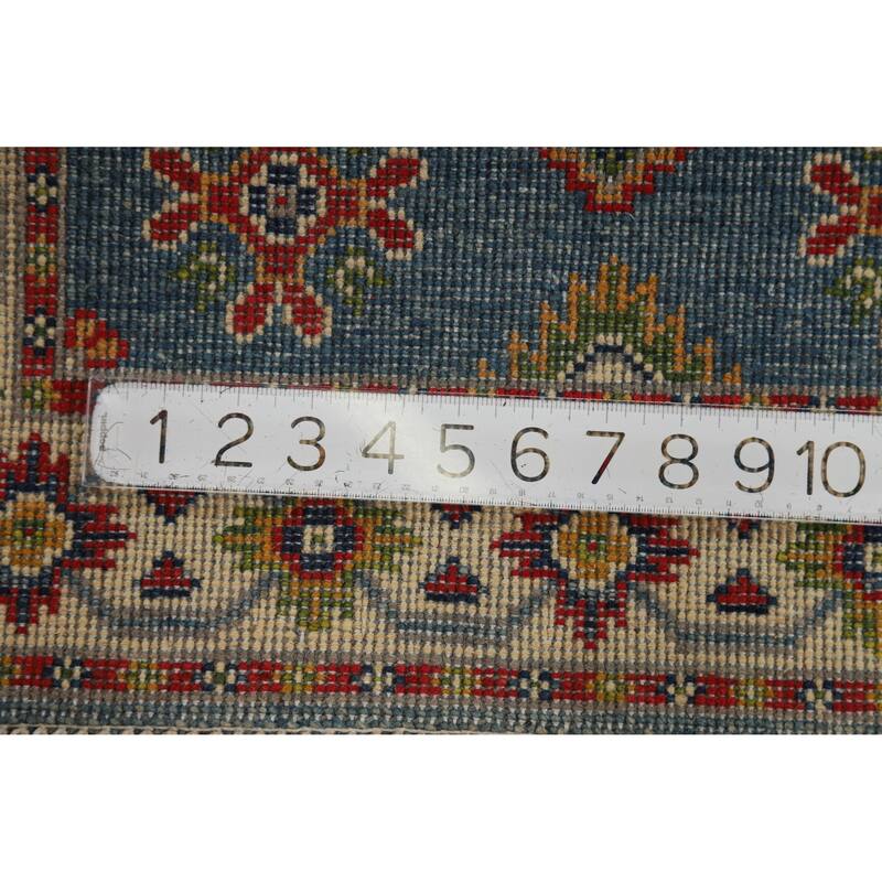Geometric Blue Kazak Oriental Accent Foyer Rug Handmade Wool Carpet - 2'0"x 3'0"