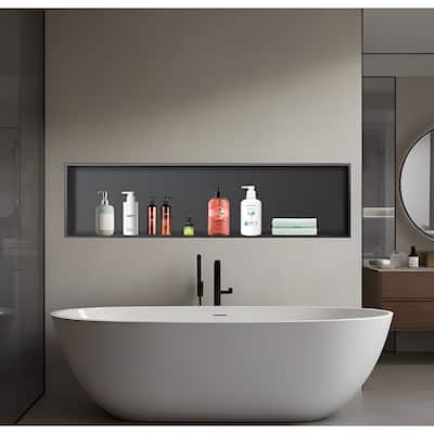 Stainless Steel 18 Gauge Black Rectangular Recessed Shower Niche-48"x12.6"
